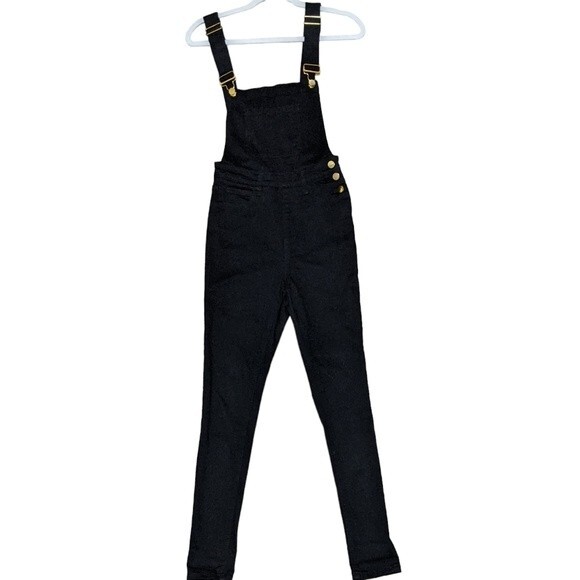 We Wore What Womens Overalls High Rise Skinny Black Size Medium Stretch Denim XS - Picture 1 of 10